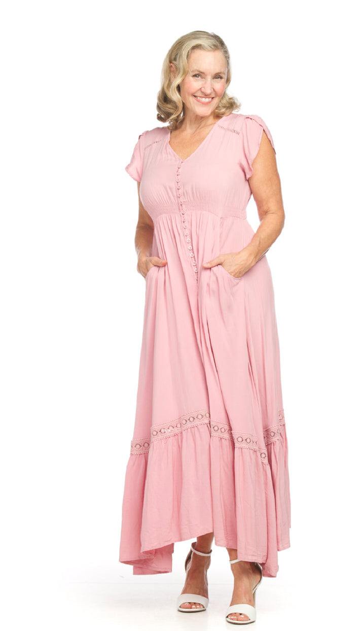 Papillon Solid Lace Insert Maxi Dress