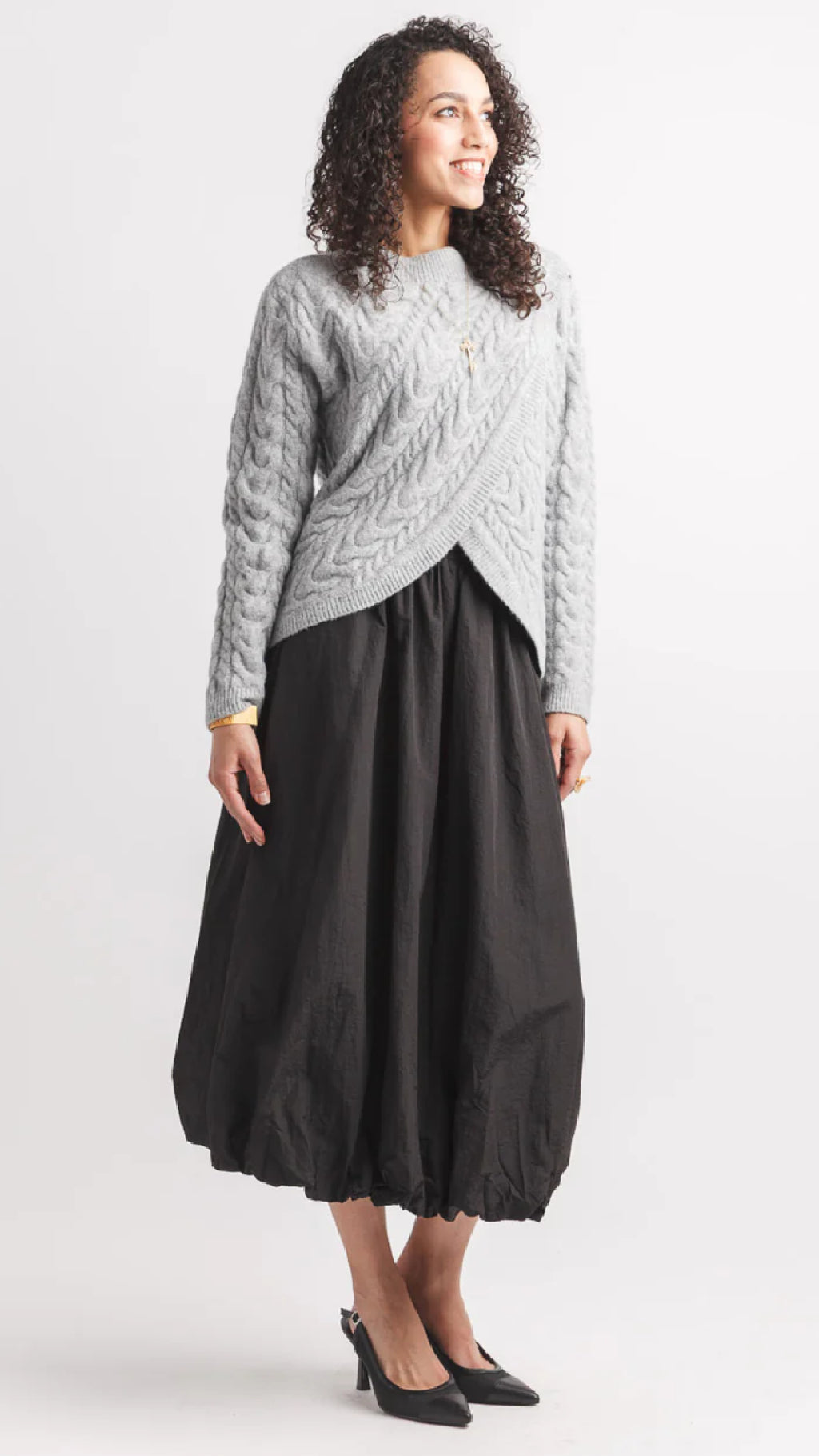 Papillon Cable Knit Crossover Sweater