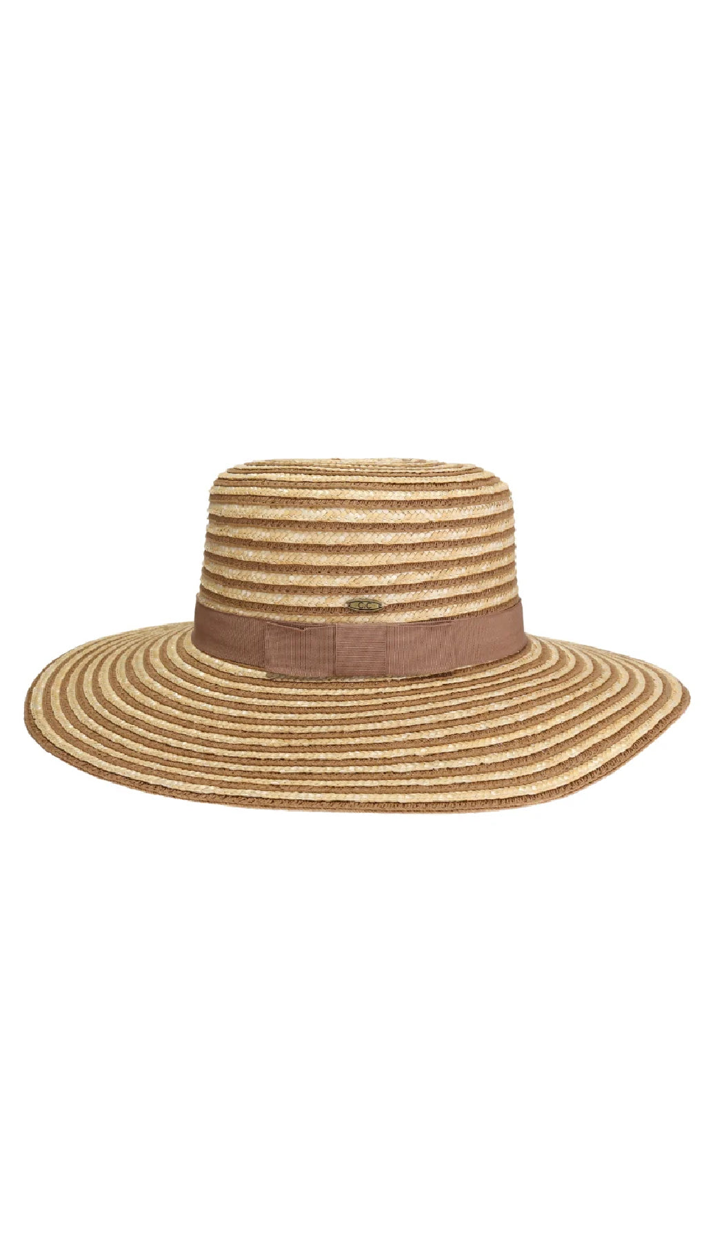Striped C.C Boater Sun Hat