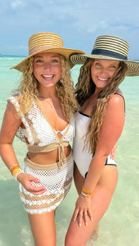 Striped C.C Boater Sun Hat