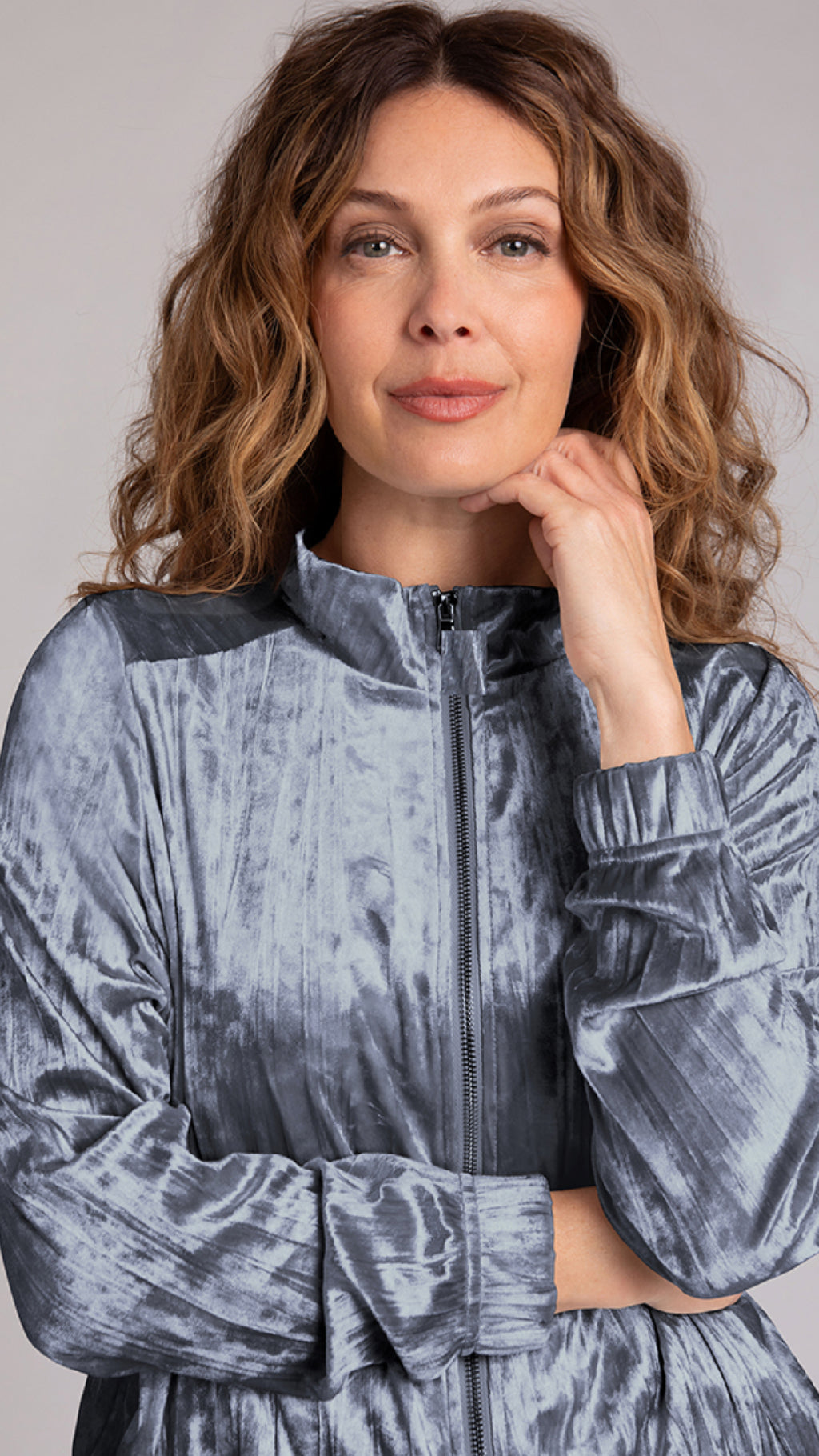 Zip Front Warm Up, Crinkle Velvet (Sale)