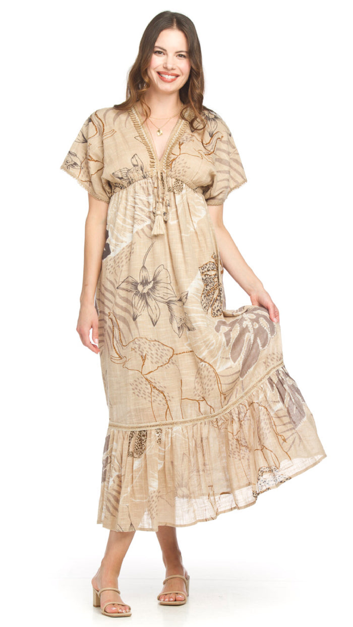 Papillon Cotton Peasant Dress