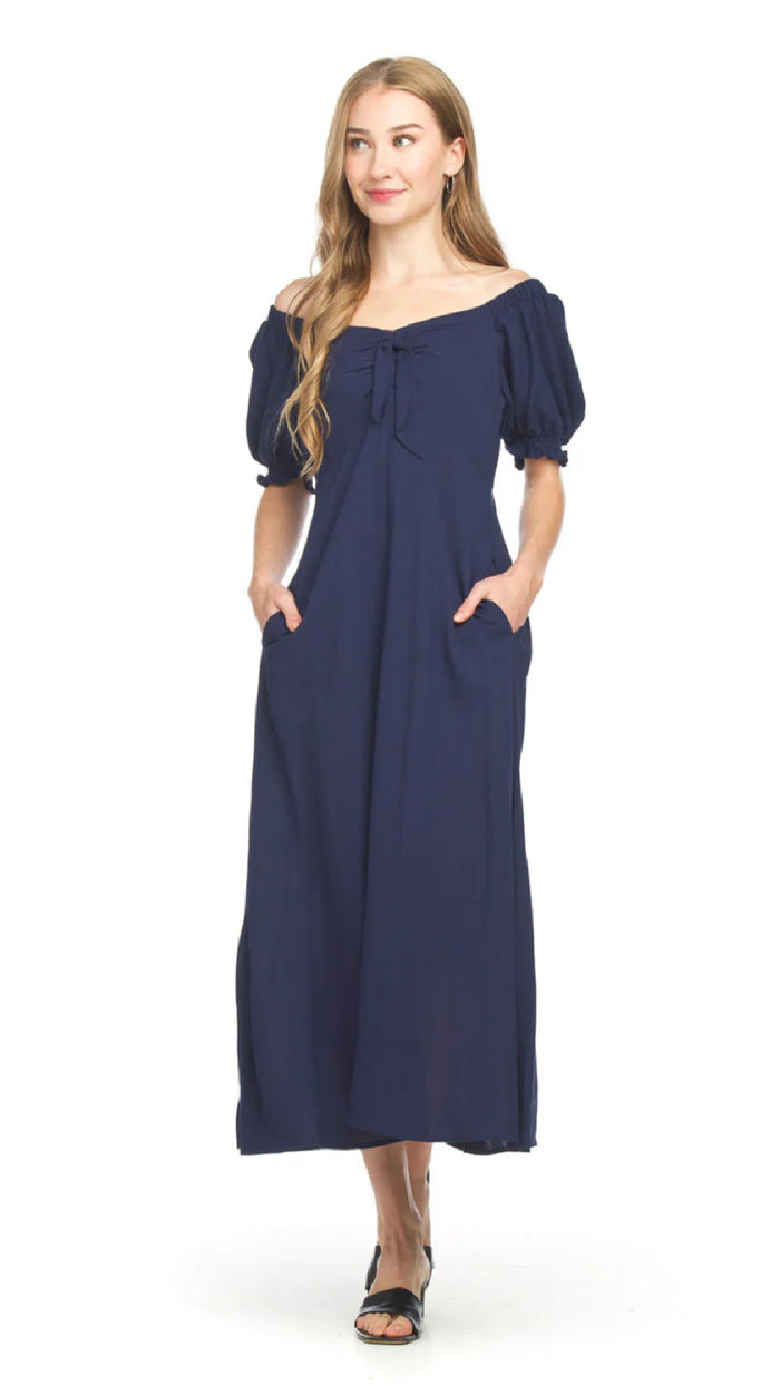 Papillon Midi Dress With Pockets And Smocked Waist