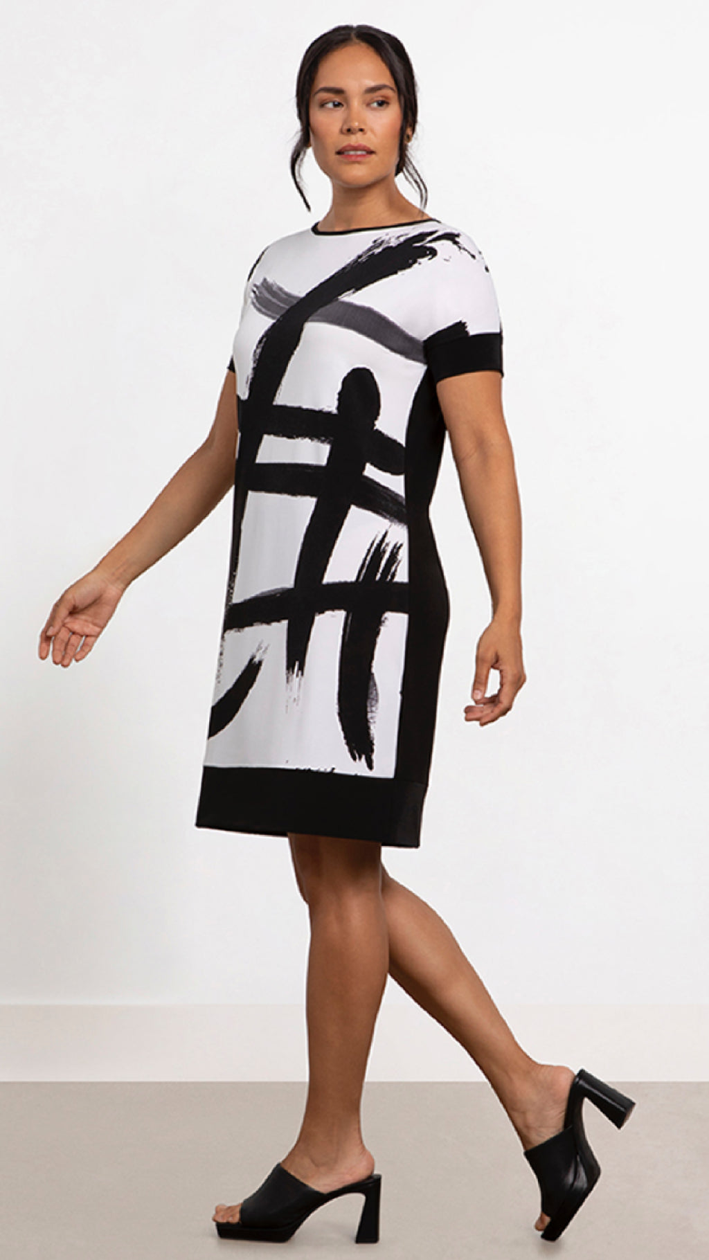 Boat Neck Dress Print, Short Sleeve (Sale)