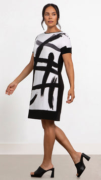 Boat Neck Dress Print, Short Sleeve (Sale)