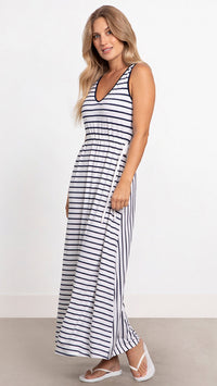 Striped Sleeveless Reversible Tie Dress (Sale)