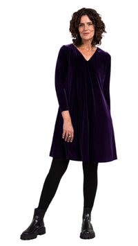 Velvet Reversible Trapeze Dress, 3/4 Sleeve