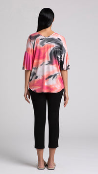 Flutter Dolman Top-Marble Print