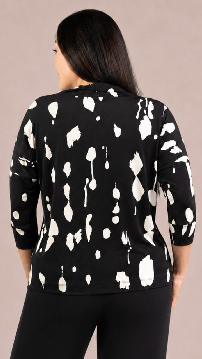 Slouch Sweat Shirt No Ties, 3/4 Sleeve-Cashew Splatter