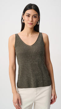 Joseph Ribkoff Metallic Knitted Camisole with Rhinestones
