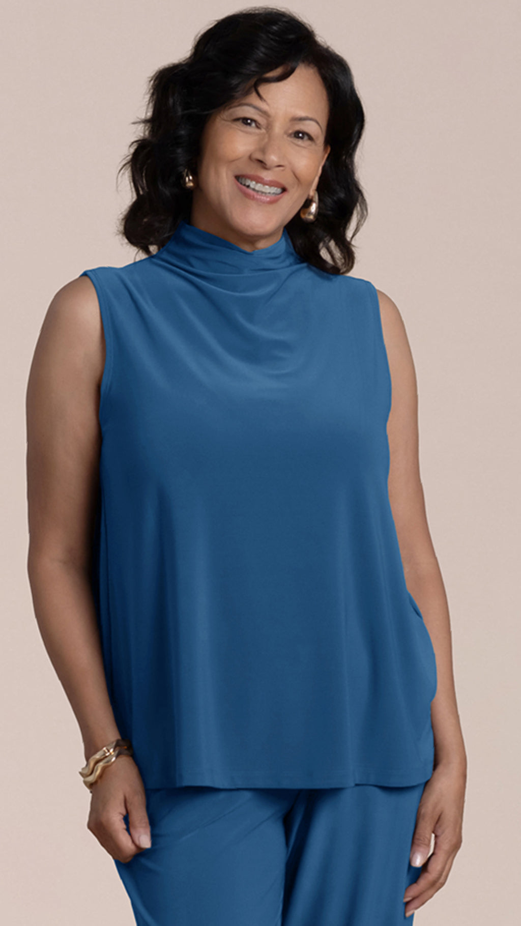 Sleeveless Eco Mock Neck Top