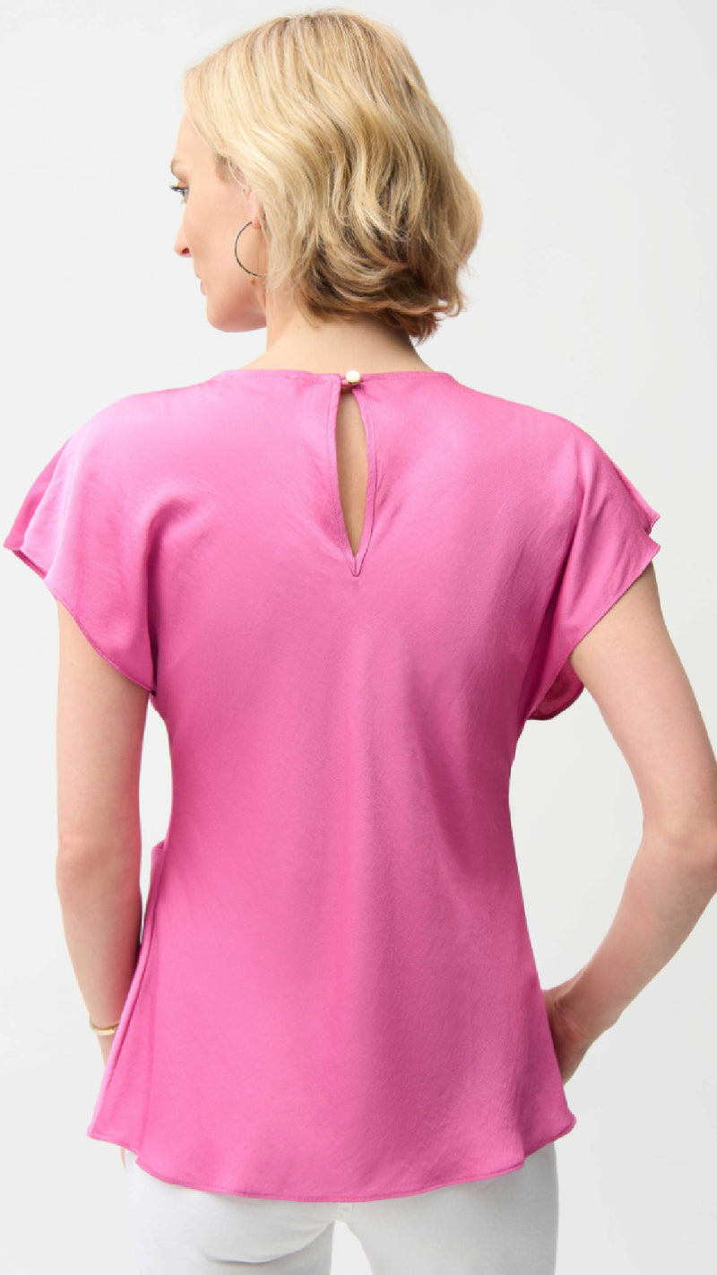 Joseph Ribkoff Recycled Satin Fitted Top with Front Twist Detail (New Spring)
