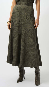 Joseph Ribkoff Pleated Satin Long Flared Skirt