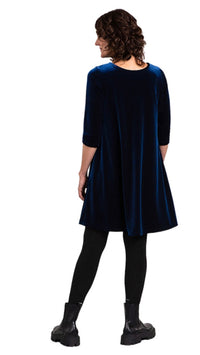 Velvet Reversible Trapeze Dress, 3/4 Sleeve