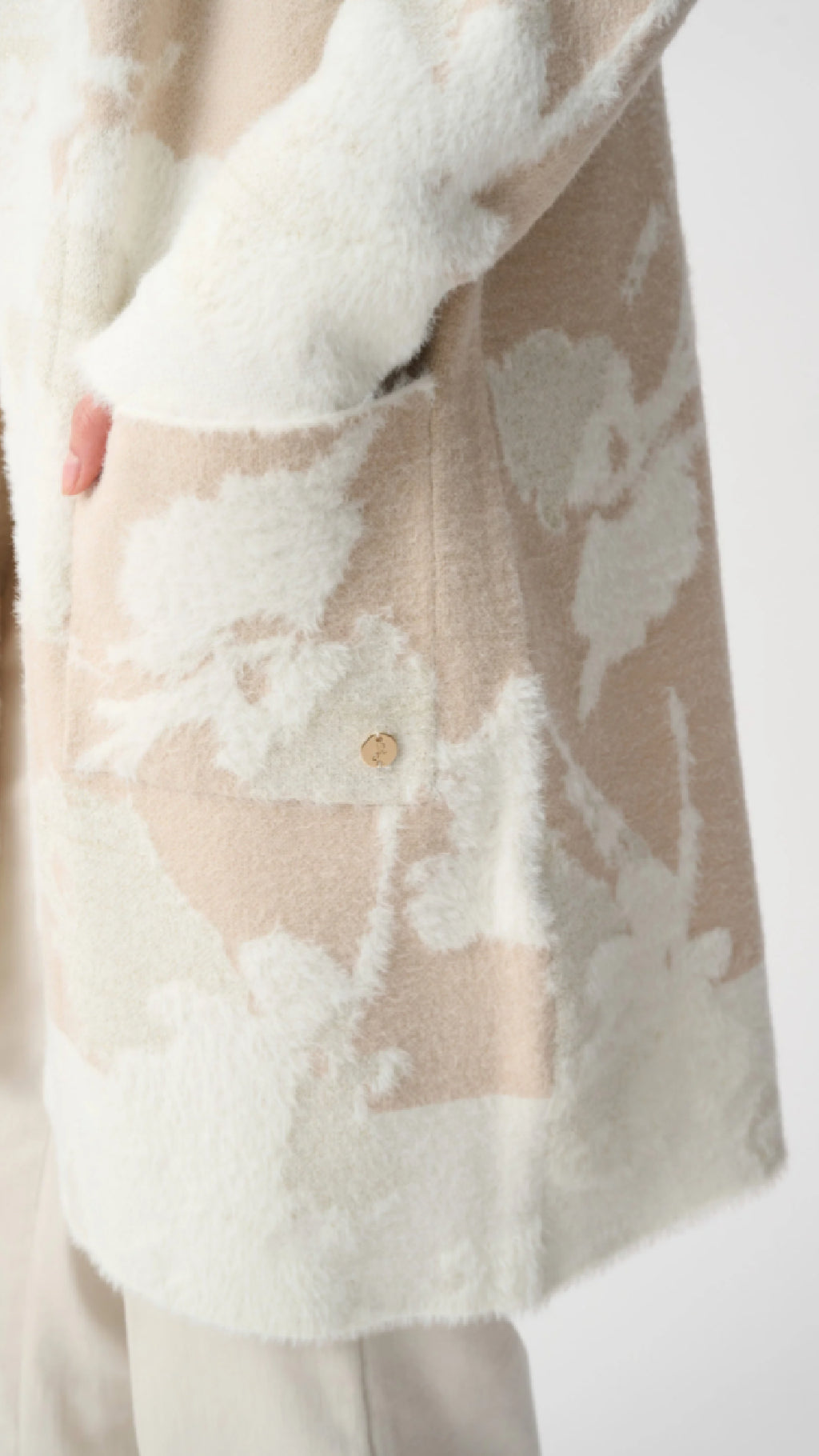 Joseph Ribkoff Abstract Jacquard Sweater Knit Long Cardigan