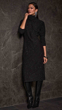 Joseph Ribkoff sequinned Sweater Knit Turtleneck Sheath Dress