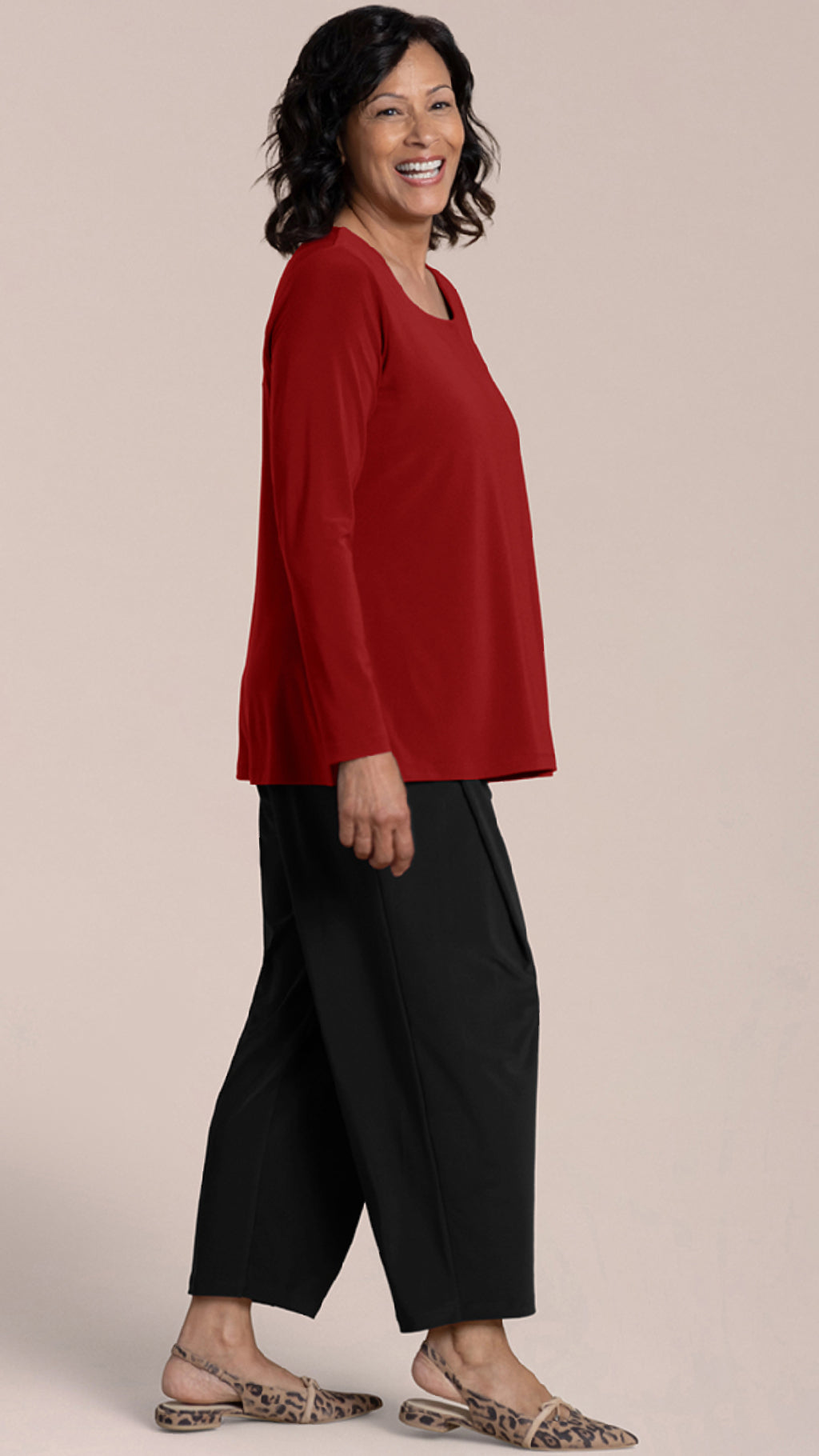 Soft Square Neck Top, 3/4 Sleeve