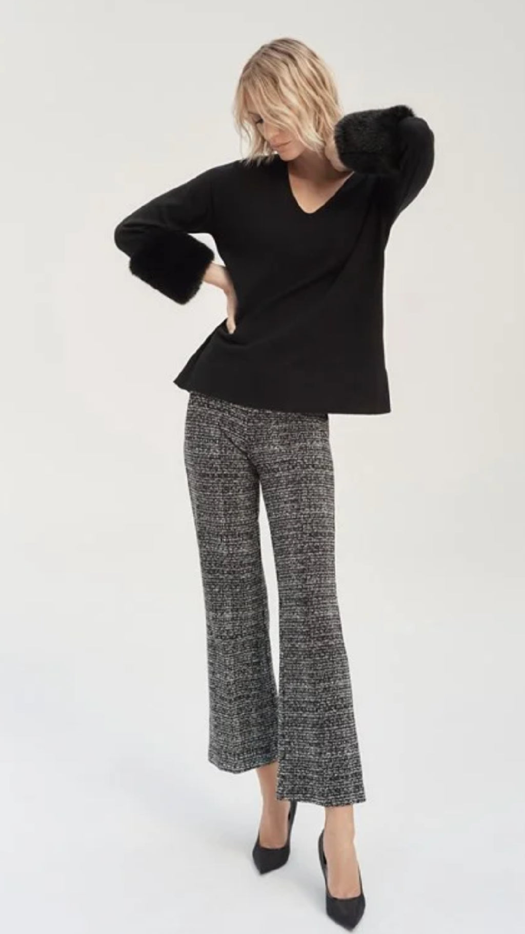 Joseph Ribkoff Sweater Knit Tunic with Faux Fur Cuffs (Sale)