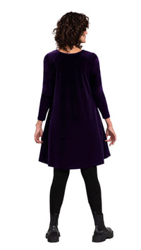 Velvet Reversible Trapeze Dress, 3/4 Sleeve