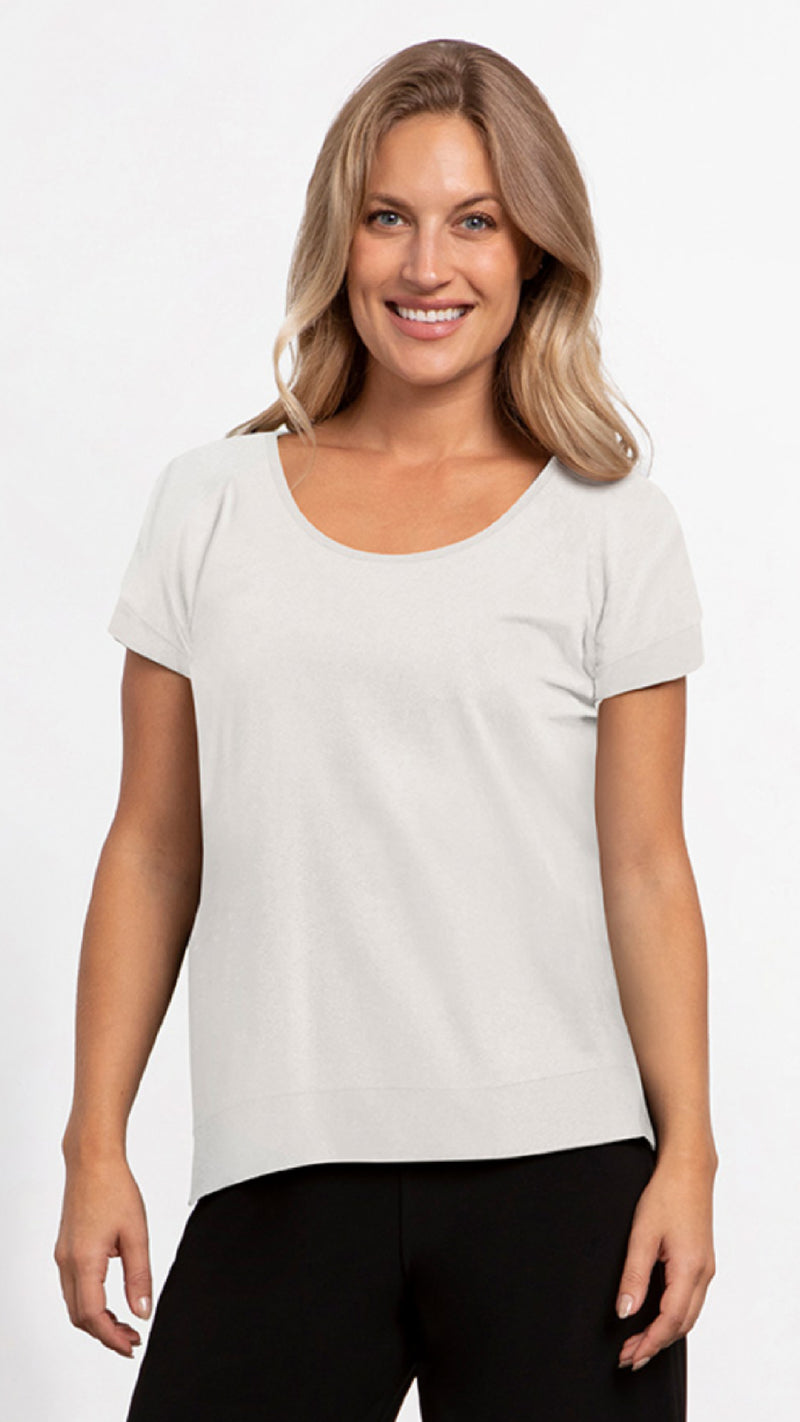 Dolman Scoop Neck Boxy Top, Cap Sleeve