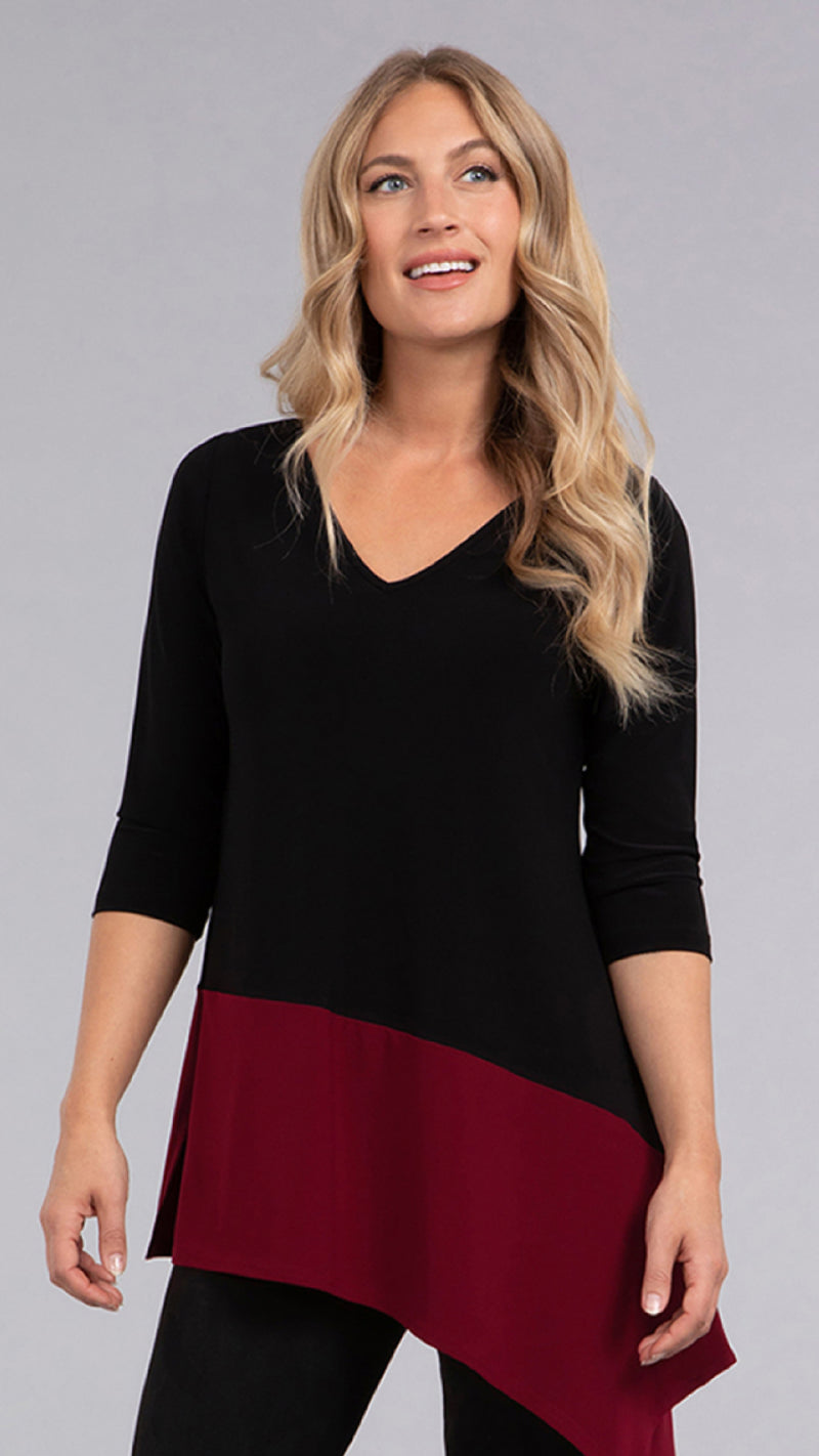 Colour Blocked Reversible Angle Top, 3/4 Sleeve