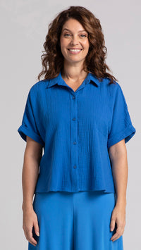 Cotton Gauze Half Sleeve Bolero Shirt (Sale)