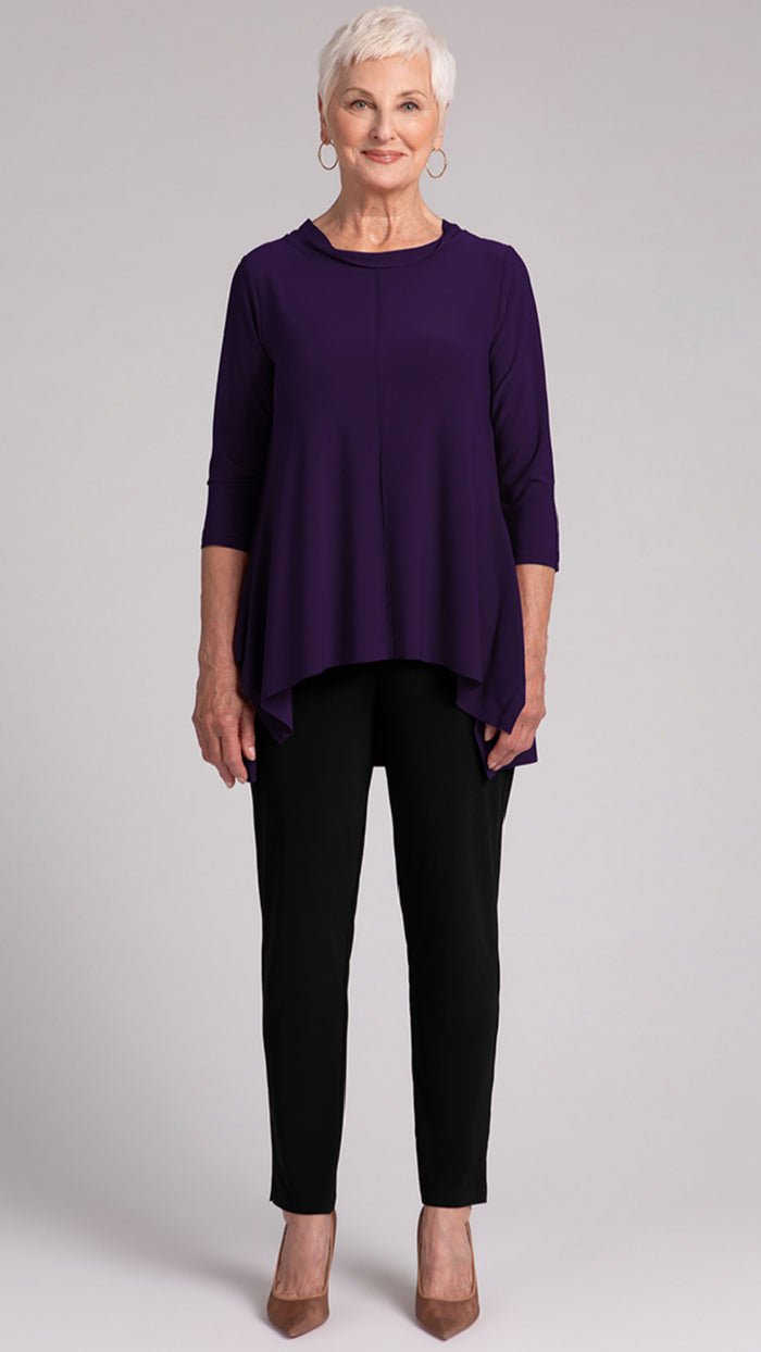 Flounce Top w/ Wide Funnel Collar, 3/4 Sleeve (Sale)