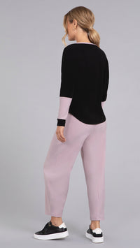 Bamboo Fleece Colour Block Cinch Top, Long Sleeve