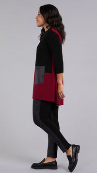 Colour Blocked Patch Pocket Tunic, 3/4 Sleeve (Sale)