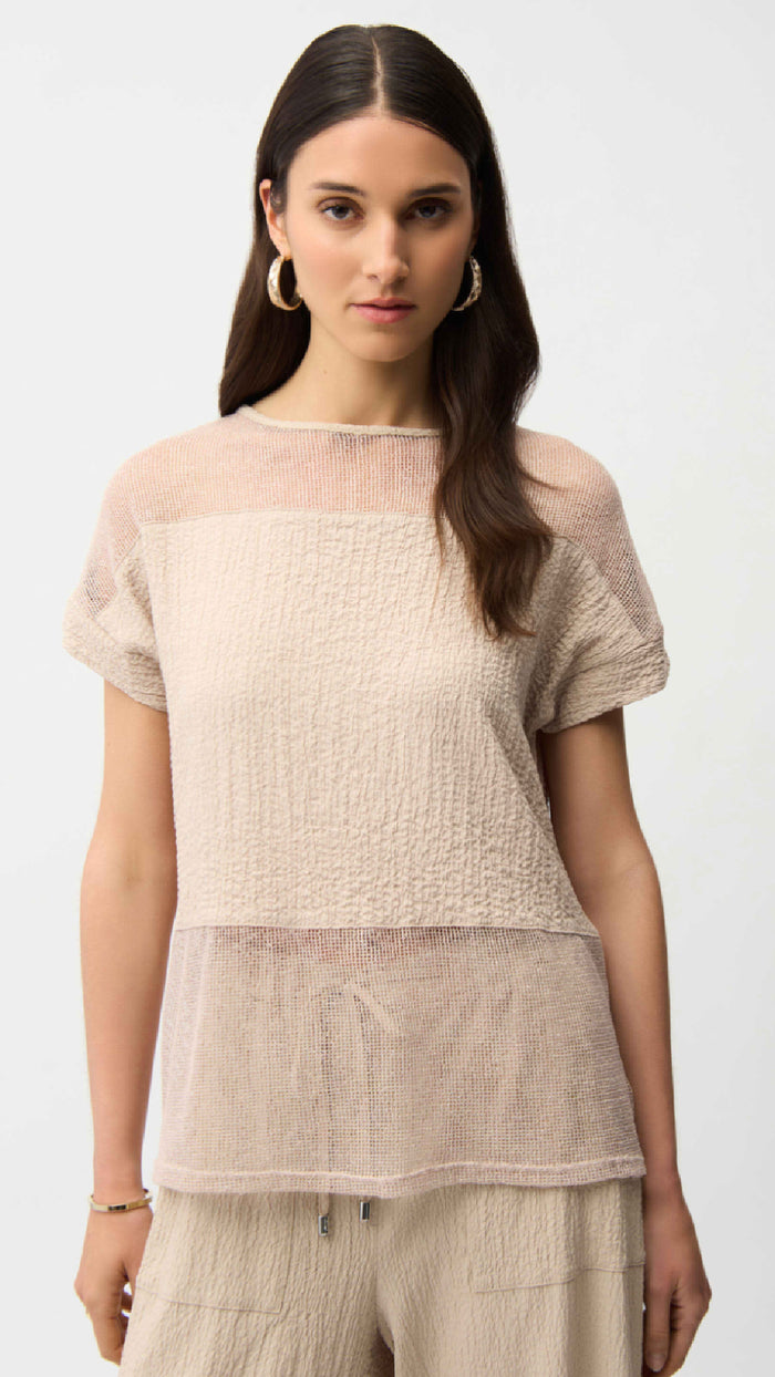 Joseph Ribkoff Seesucker Mesh Boxy Top and Pull-On Cropped Pants