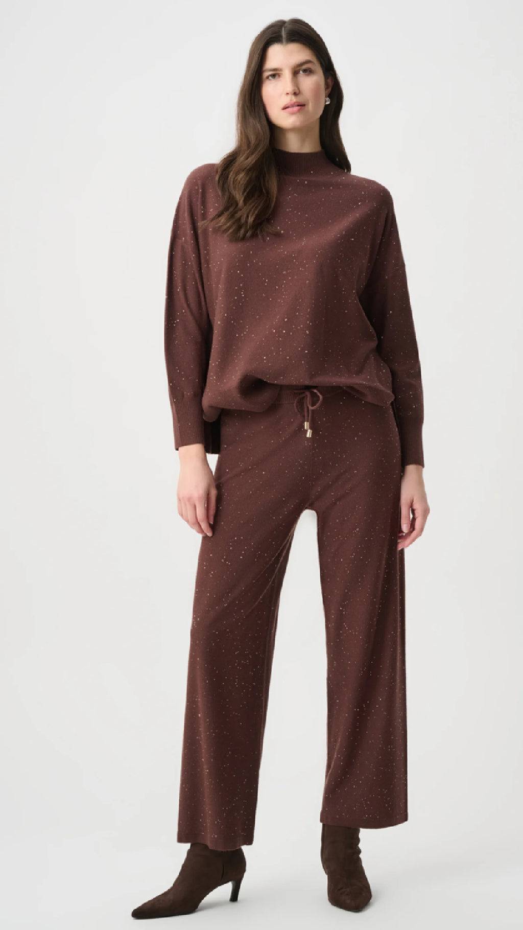 Joseph Ribkoff Sequin Mock-Neck Sweater and Drawstring Culottes