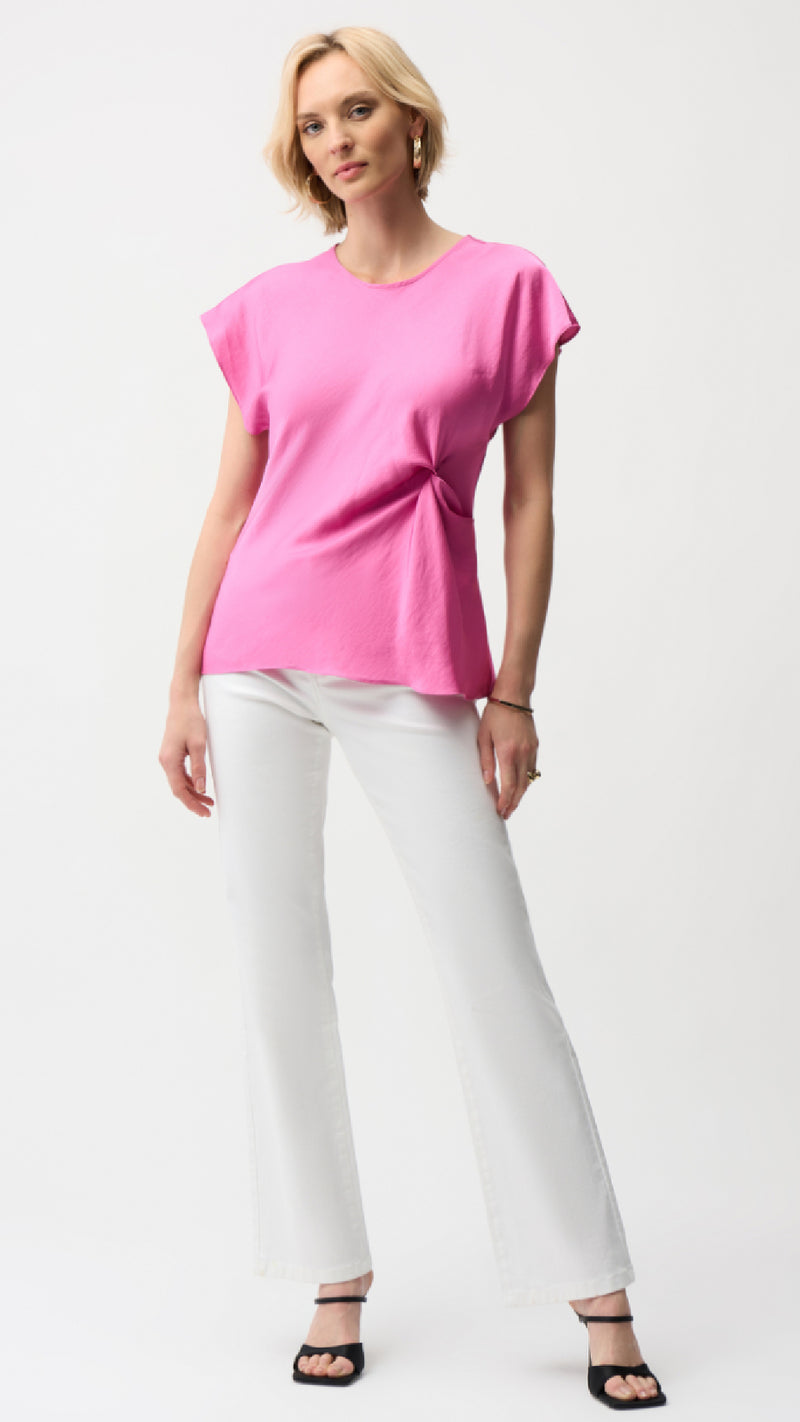 Joseph Ribkoff Recycled Satin Fitted Top with Front Twist Detail (New Spring)