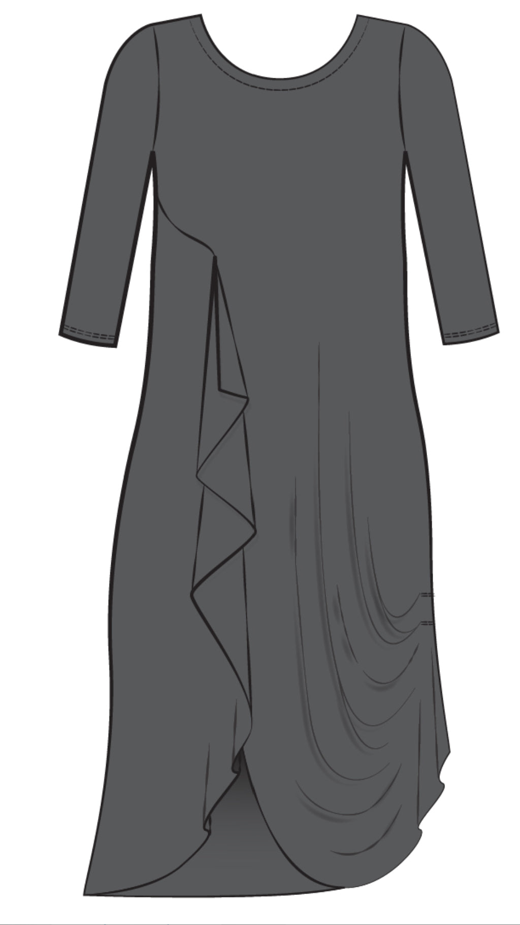 Drama Dress, 3/4 sleeve (Selected Colours on Sale)