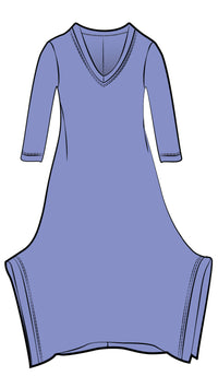 Splice V-Neck Dress, 3/4 Sleeves