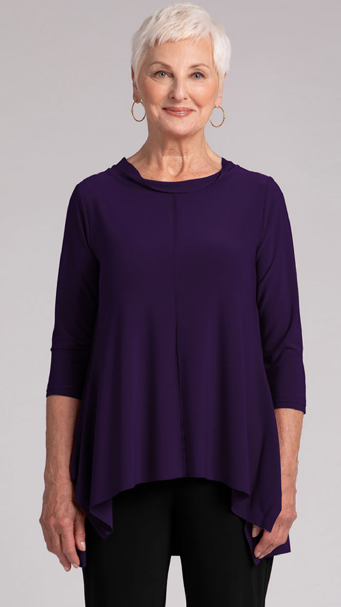 Flounce Top w/ Wide Funnel Collar, 3/4 Sleeve (Sale)