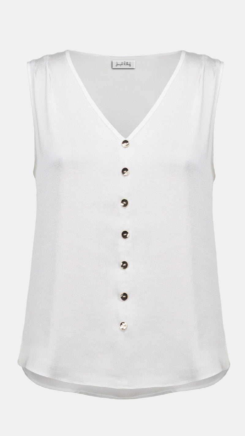Joseph Ribkoff Recycled Satin Boxy Top With Gold Buttons (New Spring)