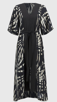 Joseph Ribkoff Woven Tropical Print A-Line Dress