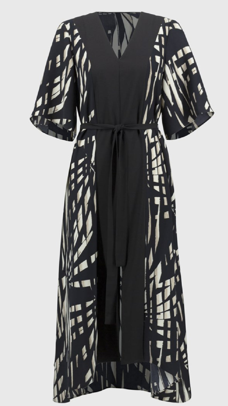 Joseph Ribkoff Woven Tropical Print A-Line Dress