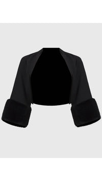 Joseph Ribkoff sweater Knit Bolero With Faux Fur Trim (Sale)