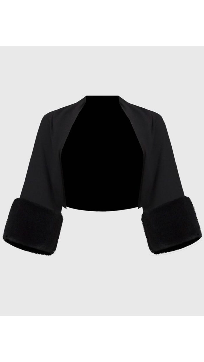 Joseph Ribkoff sweater Knit Bolero With Faux Fur Trim (Sale)