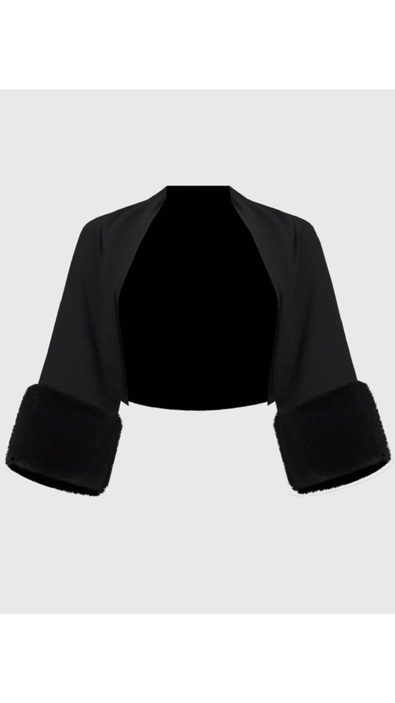Joseph Ribkoff sweater Knit Bolero With Faux Fur Trim (Sale)