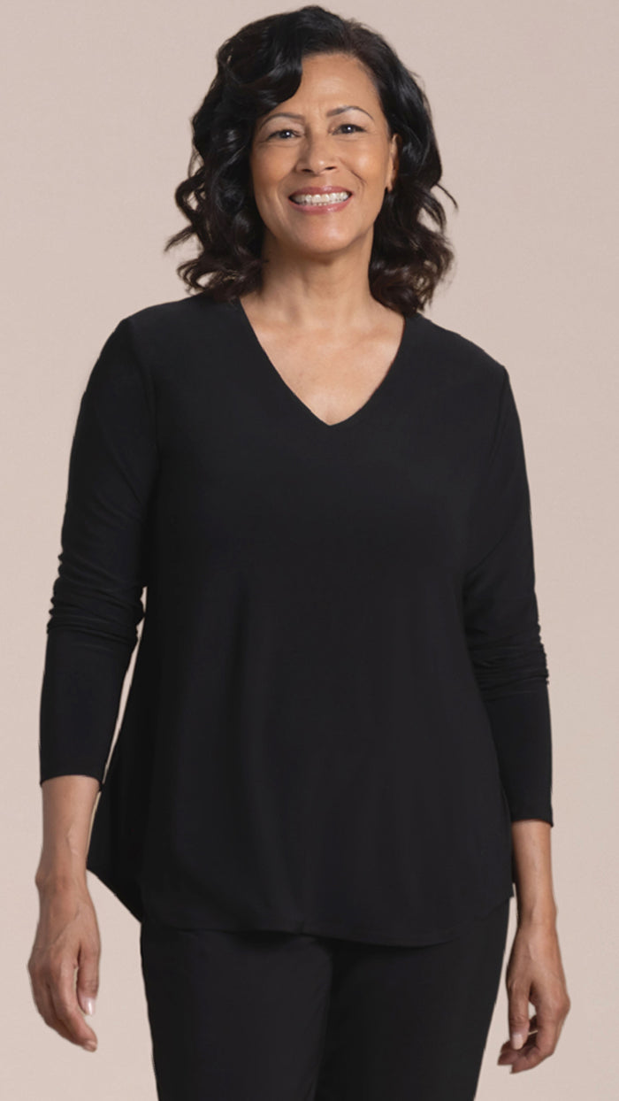 Go To Soft V-Neck Top, 3/4 Sleeves