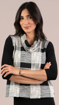 Cloud Top It Up Smock-Ecru Plaid