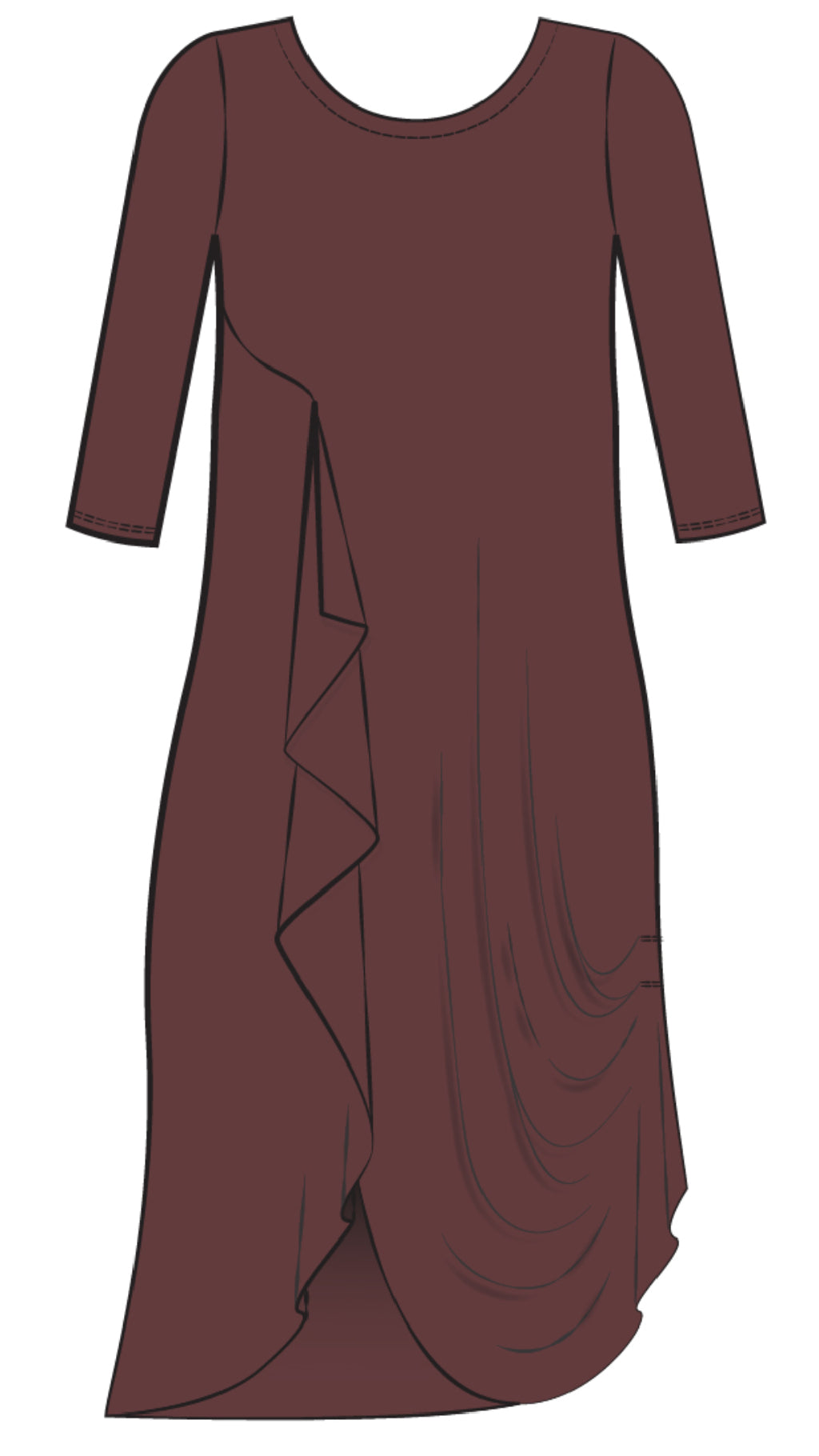 Drama Dress, 3/4 sleeve (Selected Colours on Sale)