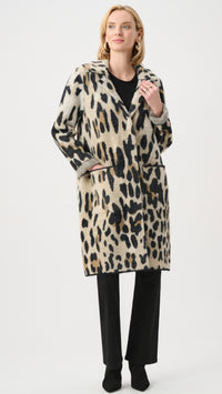 Joseph Ribkoff Feather Yarn Leopard Print Coat