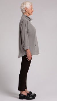 Funnel Neck Pullover W/ Kangaroo PKT, Fleece Back Jersey (Sale)