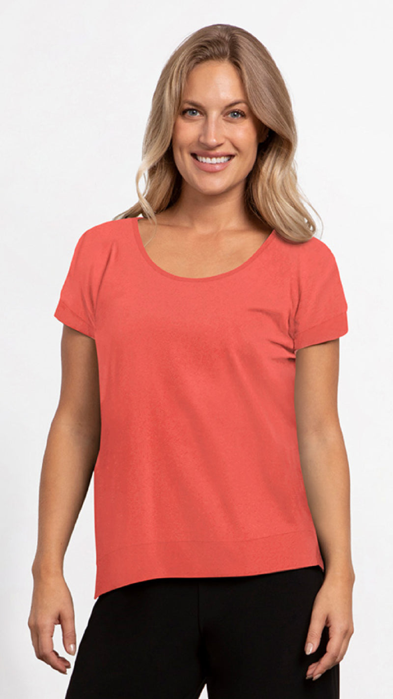 Dolman Scoop Neck Boxy Top, Cap Sleeve