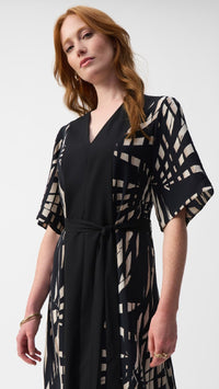 Joseph Ribkoff Woven Tropical Print A-Line Dress