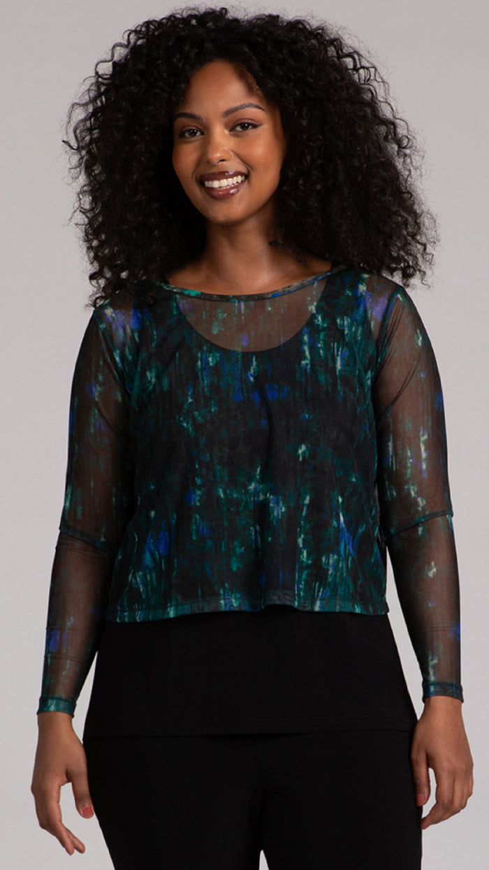 Mesh Go To Cropped T, Long Sleeve-Print (Sale)
