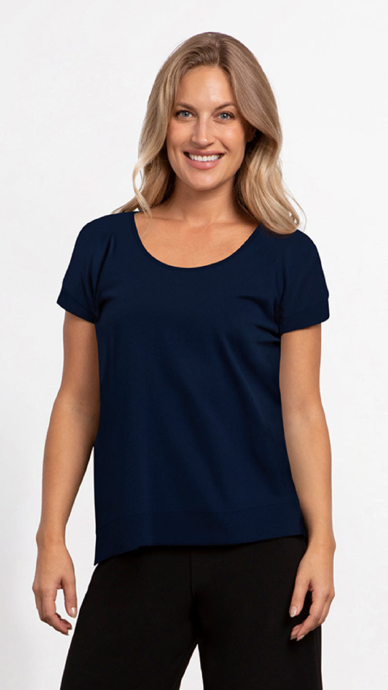 Dolman Scoop Neck Boxy Top, Cap Sleeve